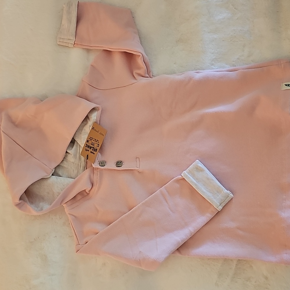 NWT-Pink Organic Cotton Baby Hoodie Set - Size 18 Months - Picture 3 of 4